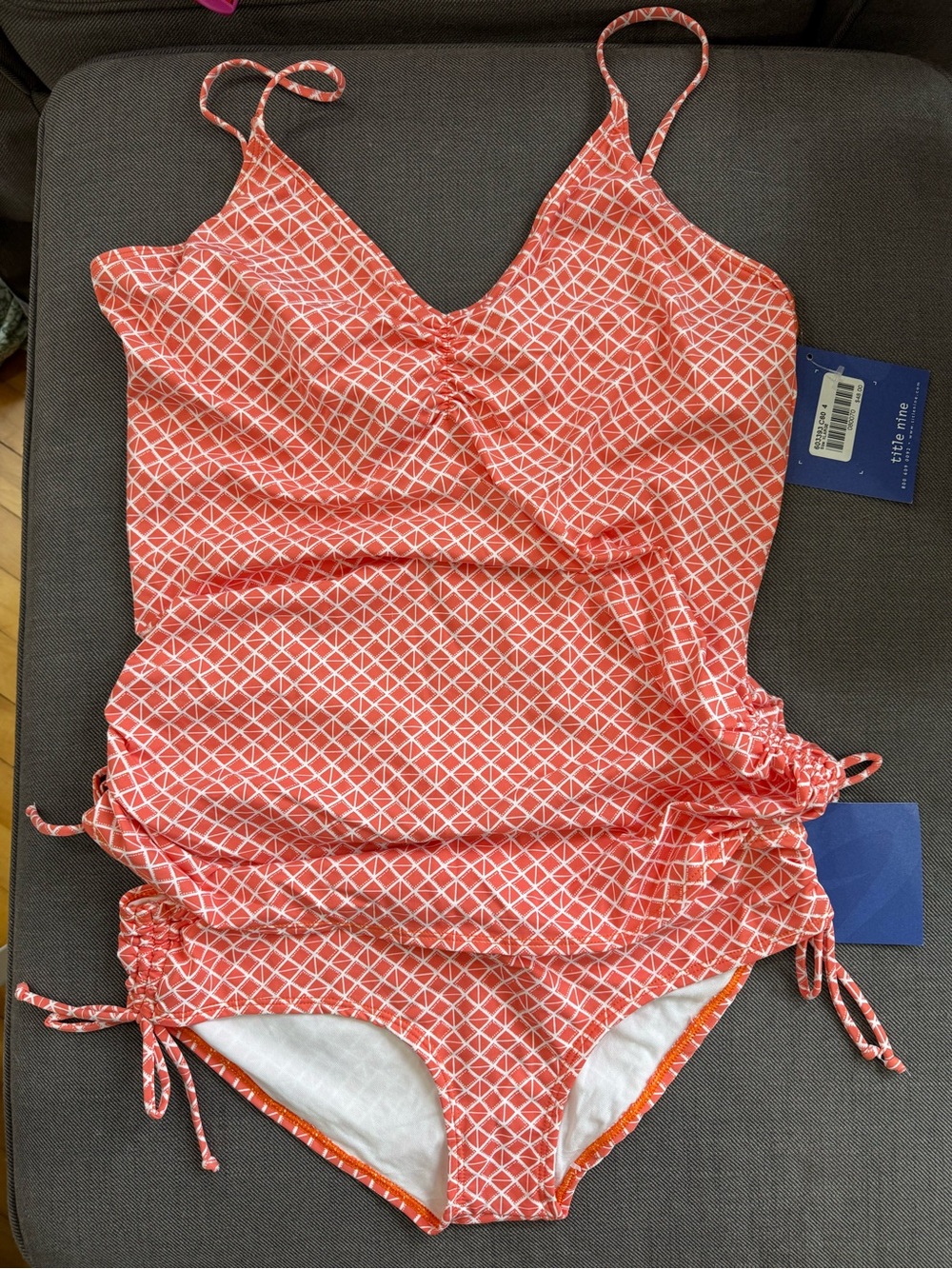 Women’s Title Nine Coral Diamond-Print tankini Swimsuit
